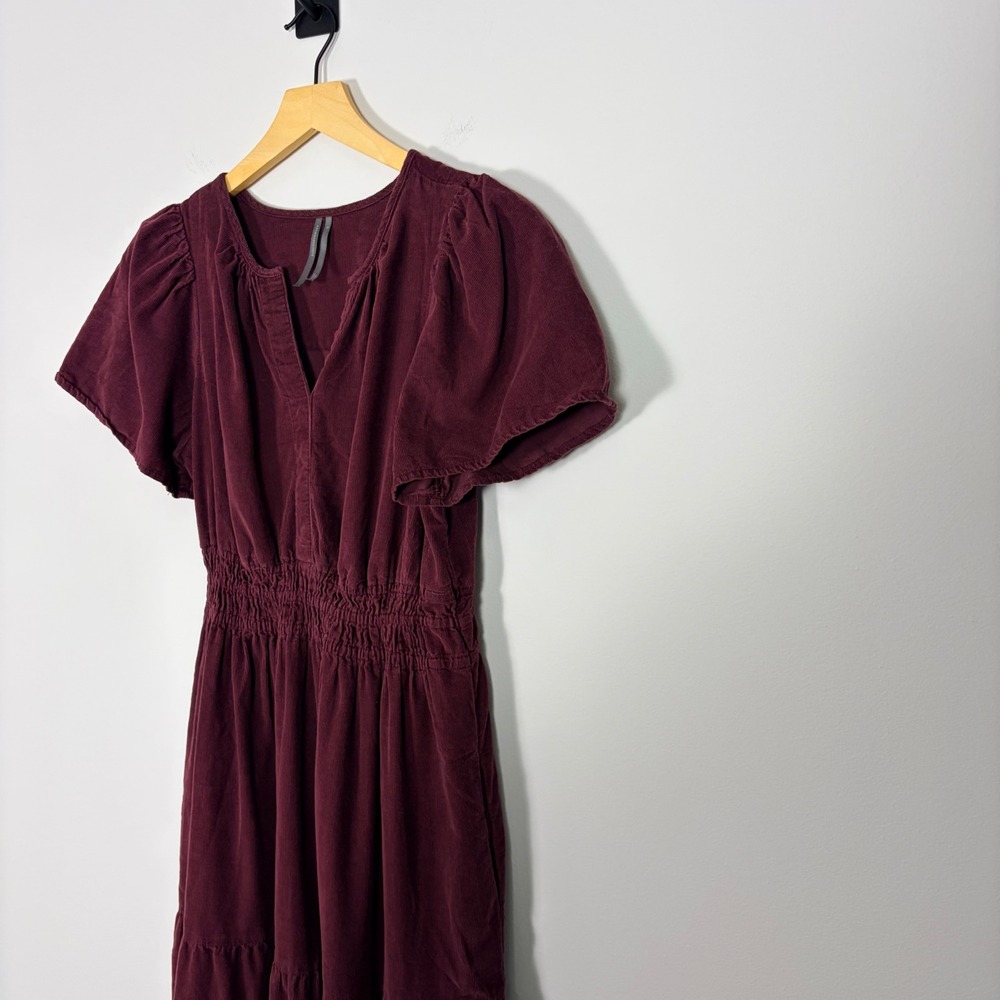 Anthropologie Somerset Maxi Dress Corduroy Edition Burgundy Wine Red S OB1790773 - Picture 5 of 9